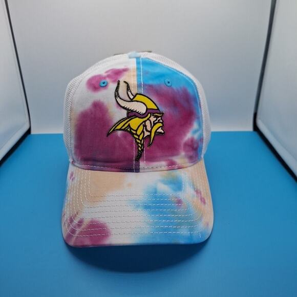 Minnesota Vikings Tie Dye Trucker Snapback Patch Hat Cap NFL The Game Cotton - Picture 1 of 8